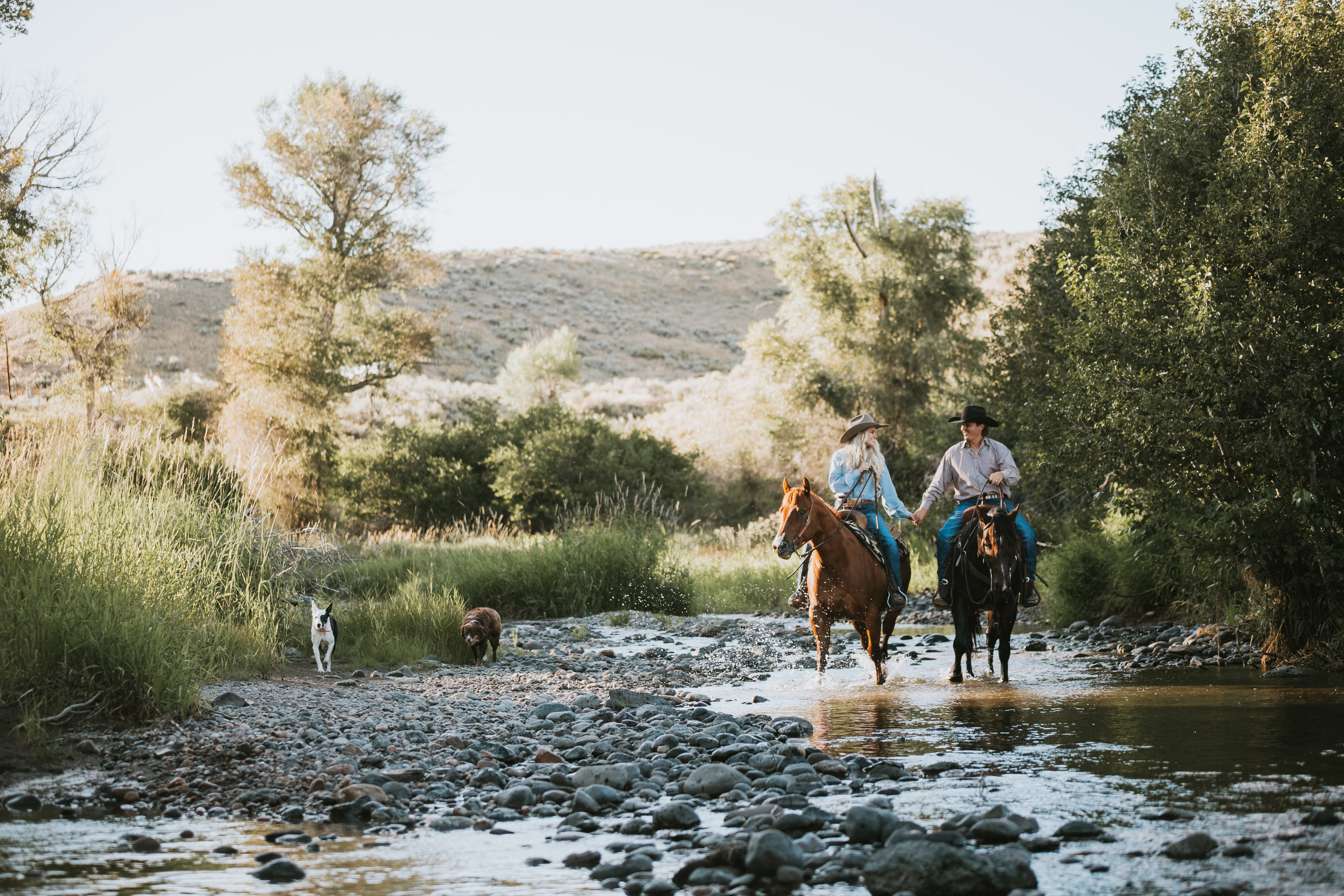 Steamboat Springs Colorado Ranch Couple | Western Cowboy Cowgirl Ranch Ranching Horse Horseman Cutting Horses River Horseback Photos Photography Photographer